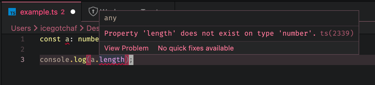 การแสดง Error ของ Typescript